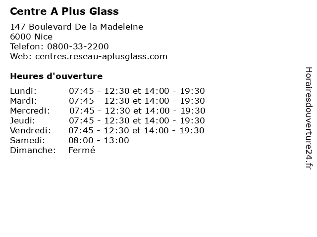 Centre A Plus Glass à Nice: adresse et heures d'ouverture