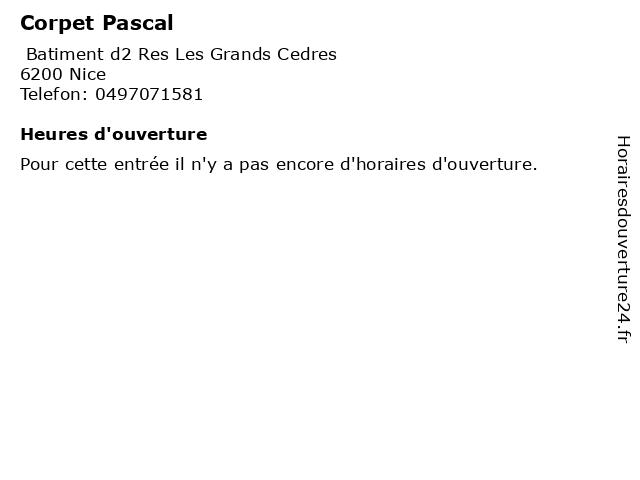 Corpet Pascal à Nice: adresse et heures d'ouverture