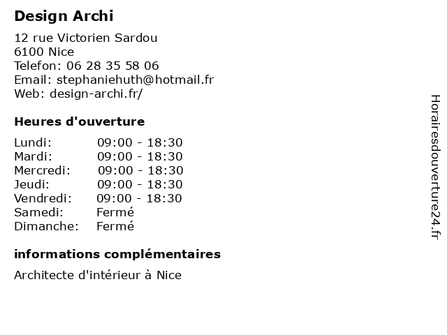 Design Archi à Nice: adresse et heures d'ouverture