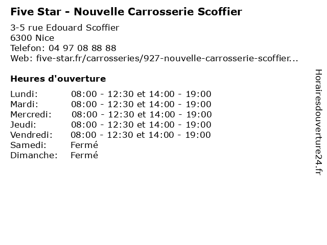 Five Star - Nouvelle Carrosserie Scoffier à Nice: adresse et heures d'ouverture