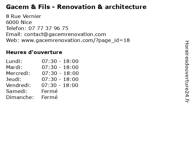 Gacem & Fils - Renovation & architecture à Nice: adresse et heures d'ouverture