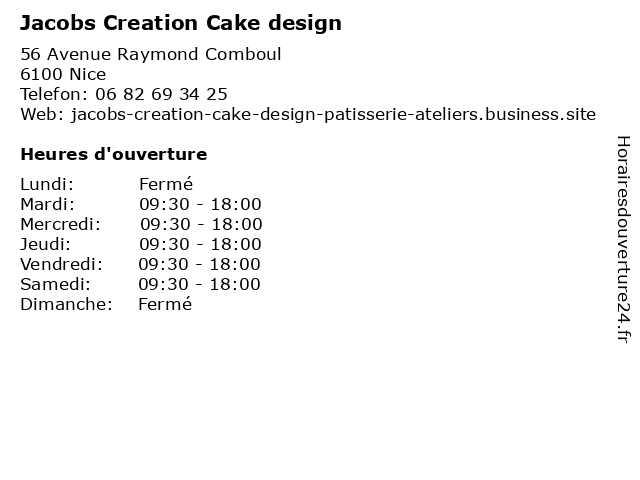 Jacobs Creation Cake design à Nice: adresse et heures d'ouverture