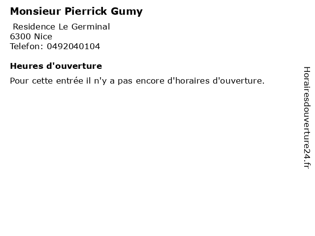 Monsieur Pierrick Gumy à Nice: adresse et heures d'ouverture