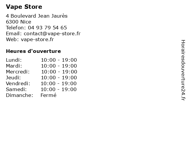 Vape Store à Nice: adresse et heures d'ouverture