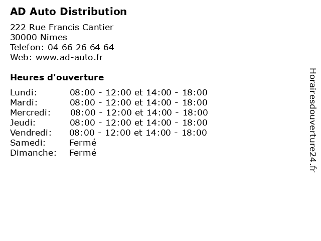 AD Auto Distribution à Nimes: adresse et heures d'ouverture