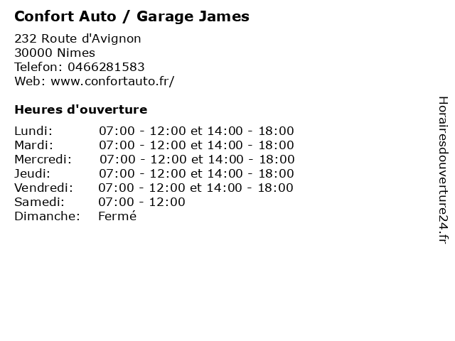Confort Auto / Garage James à Nimes: adresse et heures d'ouverture