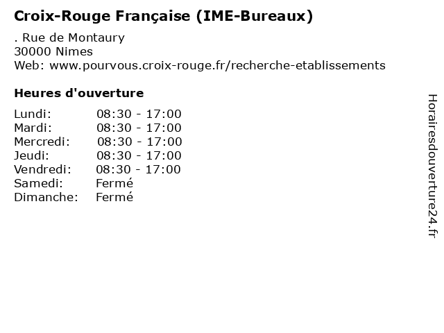 Croix-Rouge Française (IME-Bureaux) à Nimes: adresse et heures d'ouverture