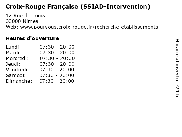 Croix-Rouge Française (SSIAD-Intervention) à Nimes: adresse et heures d'ouverture