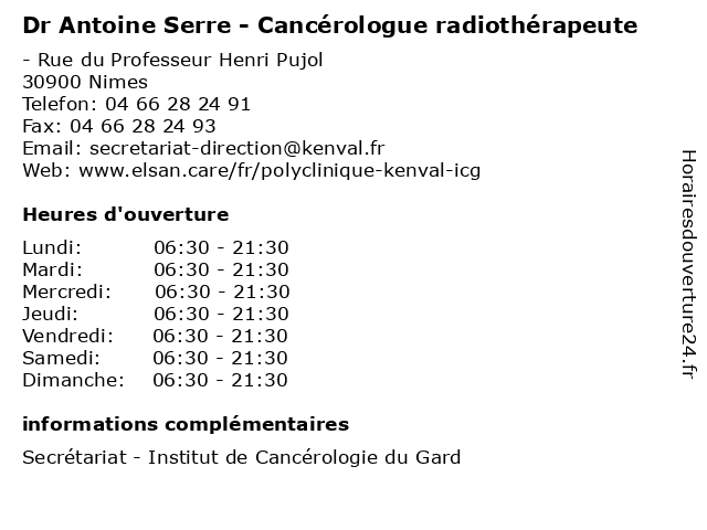 Dr Antoine Serre - Cancérologue radiothérapeute à Nimes: adresse et heures d'ouverture