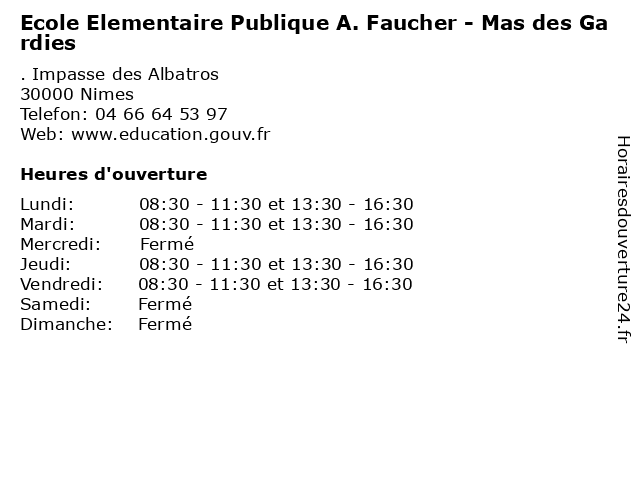 Ecole Elementaire Publique A. Faucher - Mas des Gardies à Nimes: adresse et heures d'ouverture