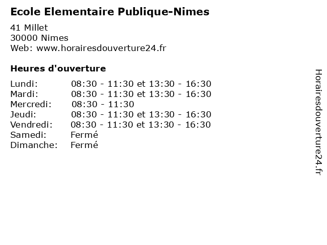 Ecole Elementaire Publique-Nimes à Nimes: adresse et heures d'ouverture