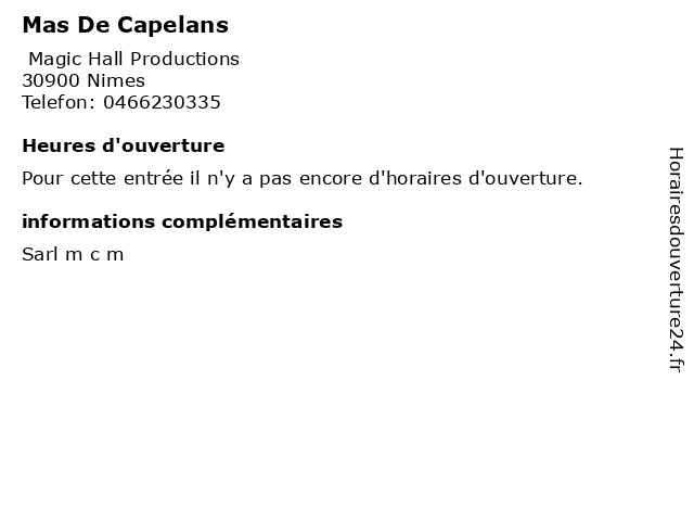 Mas De Capelans à Nimes: adresse et heures d'ouverture