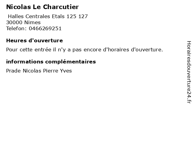 Nicolas Le Charcutier à Nimes: adresse et heures d'ouverture