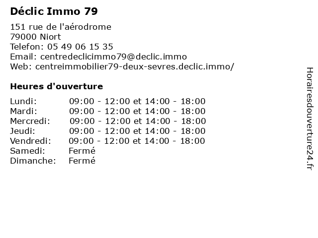 Déclic Immo 79 à Niort: adresse et heures d'ouverture