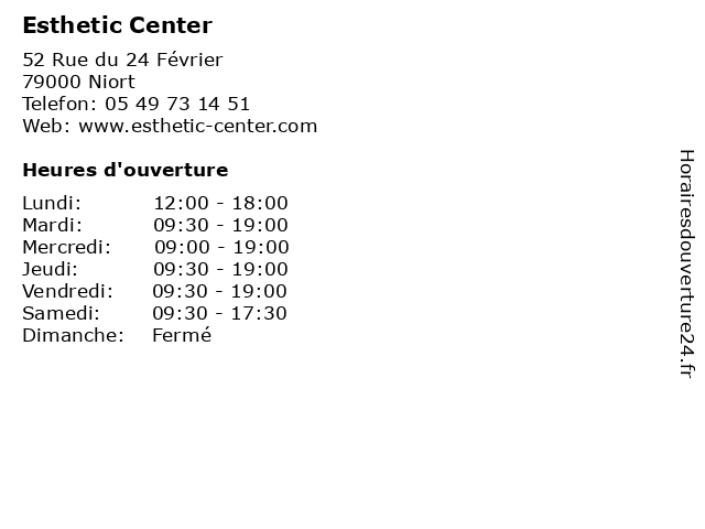Esthetic Center à Niort: adresse et heures d'ouverture