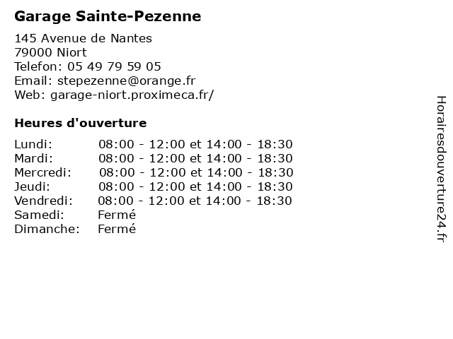 Garage Sainte-Pezenne à Niort: adresse et heures d'ouverture