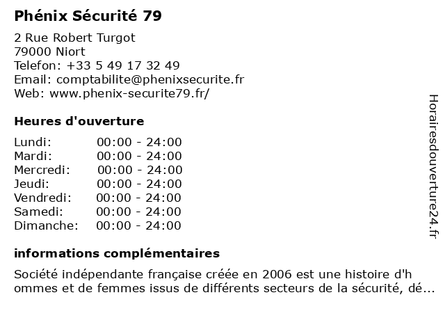 Phénix Sécurité 79 à Niort: adresse et heures d'ouverture