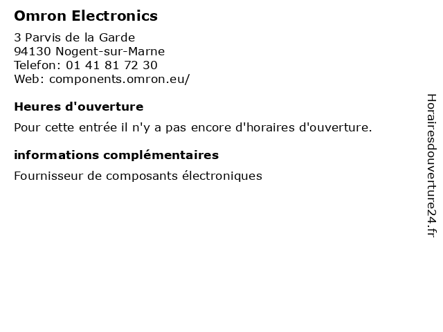 Omron Electronics à Nogent-sur-Marne: adresse et heures d'ouverture