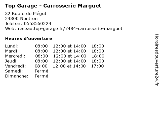 Top Garage - Carrosserie Marguet à Nontron: adresse et heures d'ouverture