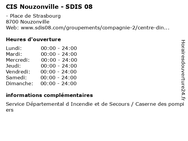 CIS Nouzonville - SDIS 08 à Nouzonville: adresse et heures d'ouverture