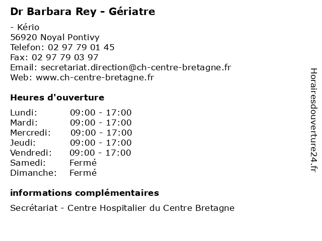 Dr Barbara Rey - Gériatre à Noyal Pontivy: adresse et heures d'ouverture