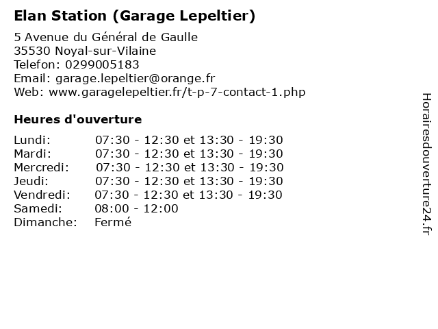 Elan Station (Garage Lepeltier) à Noyal-sur-Vilaine: adresse et heures d'ouverture