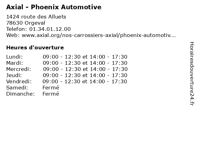 Axial - Phoenix Automotive à Orgeval: adresse et heures d'ouverture