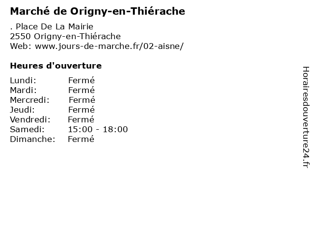 Marché de Origny-en-Thiérache à Origny-en-Thiérache: adresse et heures d'ouverture