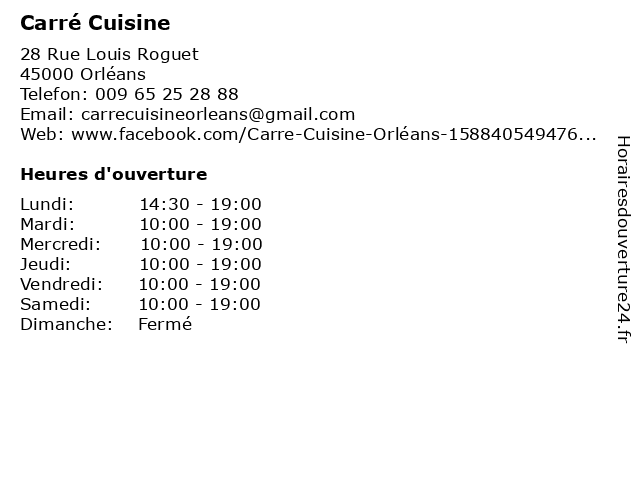 Carré Cuisine à Orléans: adresse et heures d'ouverture