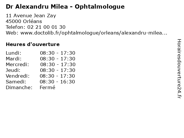 Dr Alexandru Milea - Ophtalmologue à Orléans: adresse et heures d'ouverture