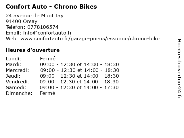 Confort Auto - Chrono Bikes à Orsay: adresse et heures d'ouverture
