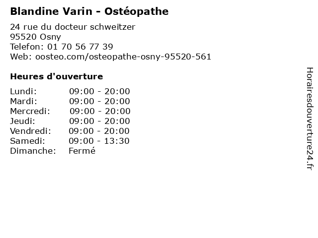 Blandine Varin - Ostéopathe à Osny: adresse et heures d'ouverture