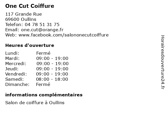 One Cut Coiffure à Oullins: adresse et heures d'ouverture