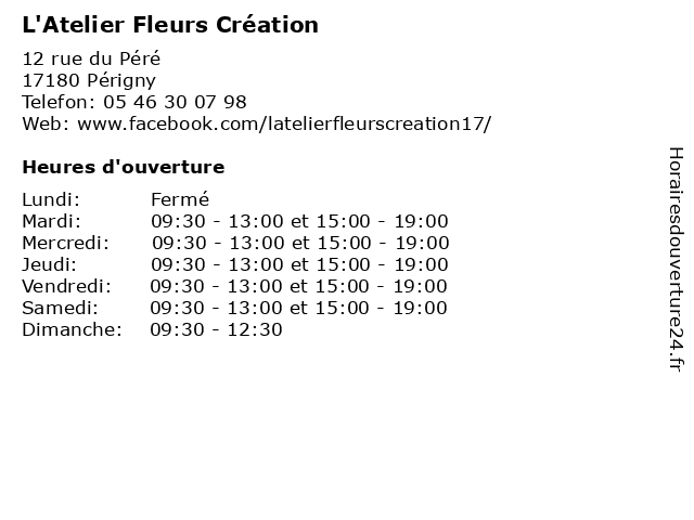 L'Atelier Fleurs Création à Périgny: adresse et heures d'ouverture