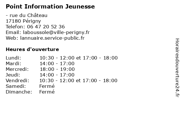 Point Information Jeunesse à Périgny: adresse et heures d'ouverture