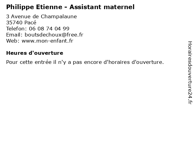 Philippe Etienne - Assistant maternel à Pacé: adresse et heures d'ouverture