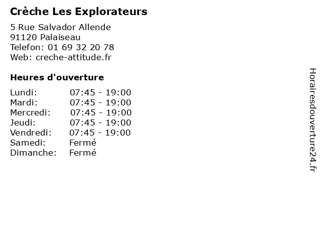 Crèche Les Explorateurs à Palaiseau: adresse et heures d'ouverture
