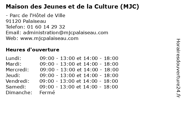 Maison des Jeunes et de la Culture (MJC) à Palaiseau: adresse et heures d'ouverture