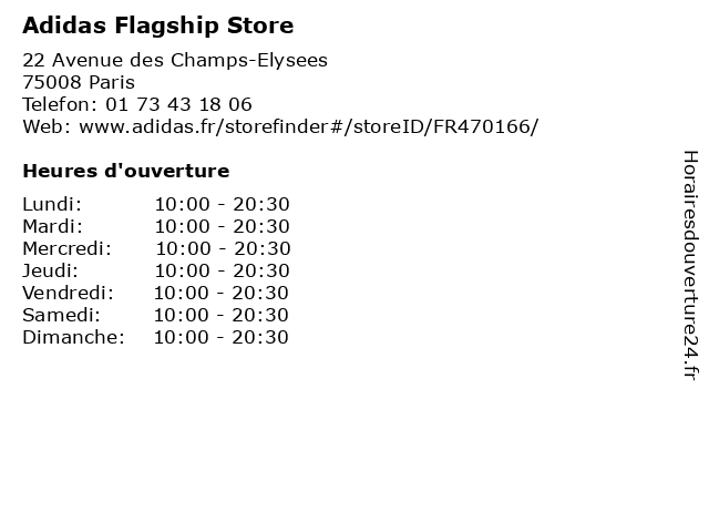 horaires adidas champs elysées