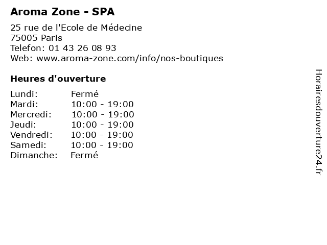 Aroma Zone - SPA à Paris: adresse et heures d'ouverture