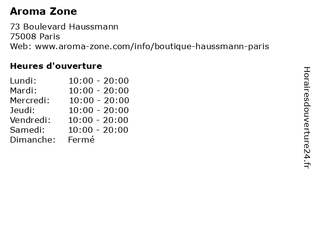 Aroma Zone à Paris: adresse et heures d'ouverture