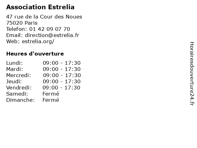 Association Estrelia à Paris: adresse et heures d'ouverture
