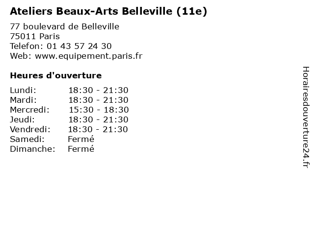 Ateliers Beaux-Arts Belleville (11e) à Paris: adresse et heures d'ouverture