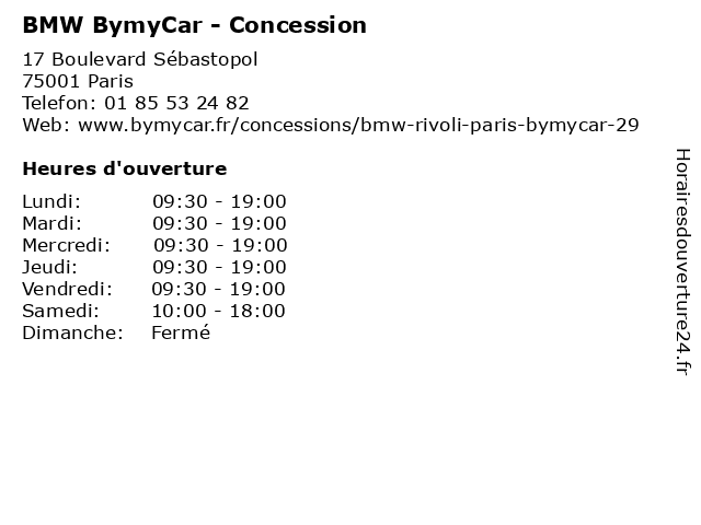 BMW BymyCar - Concession à Paris: adresse et heures d'ouverture