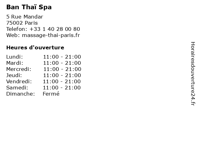 Ban Thaï Spa à Paris: adresse et heures d'ouverture