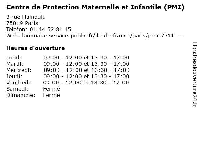 Centre de Protection Maternelle et Infantile (PMI) à Paris: adresse et heures d'ouverture