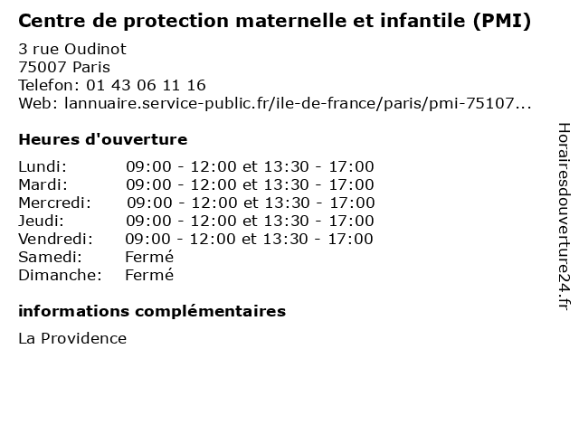 Centre de protection maternelle et infantile (PMI) à Paris: adresse et heures d'ouverture