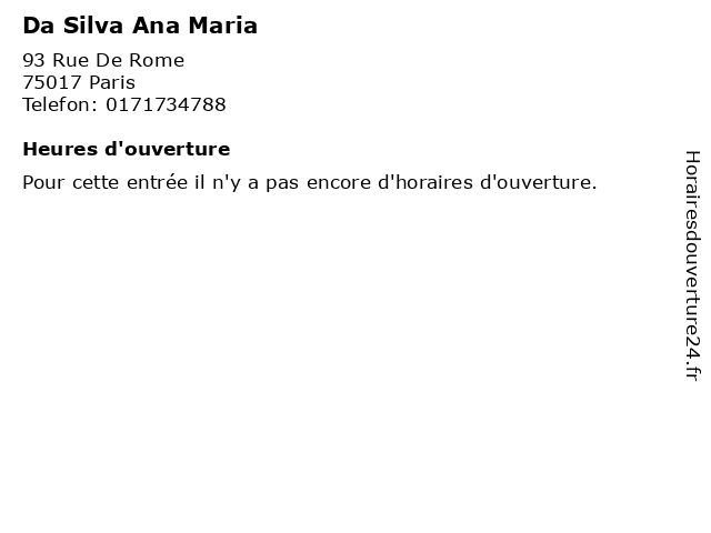 Da Silva Ana Maria à Paris: adresse et heures d'ouverture