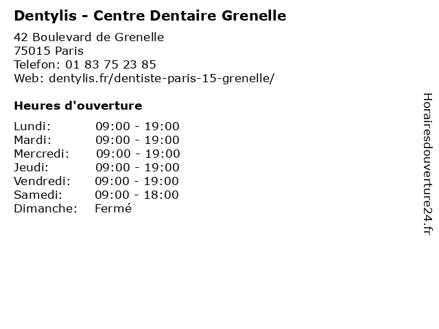 Dentylis - Centre Dentaire Grenelle à Paris: adresse et heures d'ouverture