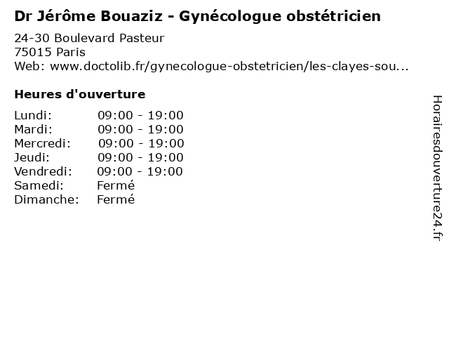 Dr Jérôme Bouaziz - Gynécologue obstétricien à Paris: adresse et heures d'ouverture